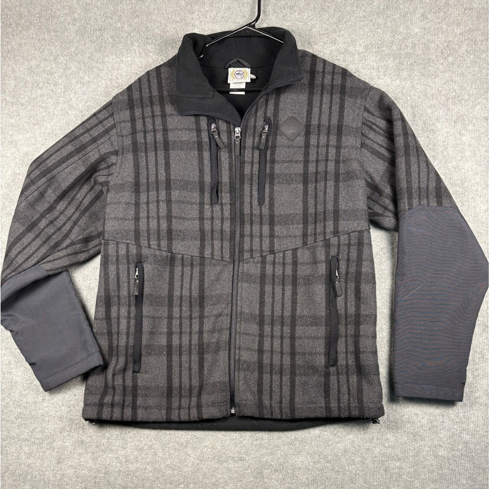 Cinch MWJ1072001 Plaid Full Zip Fleece Jacket Large Gray Black Mens